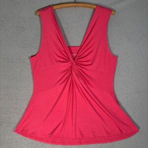 Soft Surroundings Surplice Top Women‎ XL Pink Twist Front V Neck Sleeveless Boho
